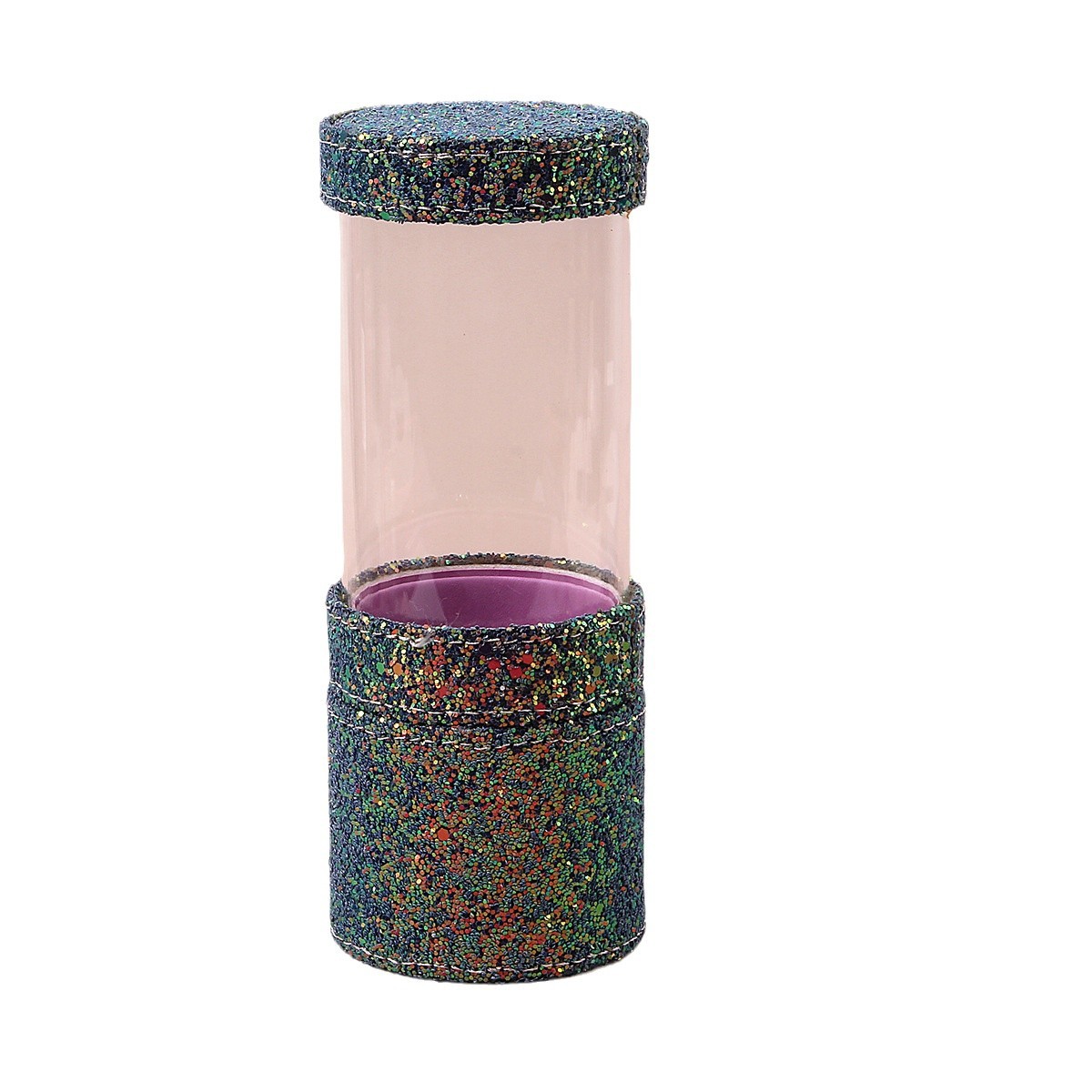Transparent makeup brush bucket, sequined glitter, beauty tool box, multi-functional portable makeup brush cylinder Item Picture