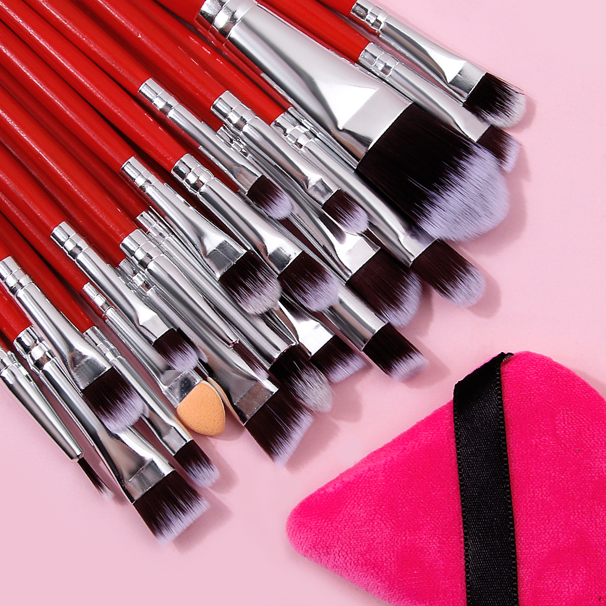 20-piece makeup brush foundation brush set, eye blending eyeshadow brush, triangular sponge setting powder puff, student special offer details Picture