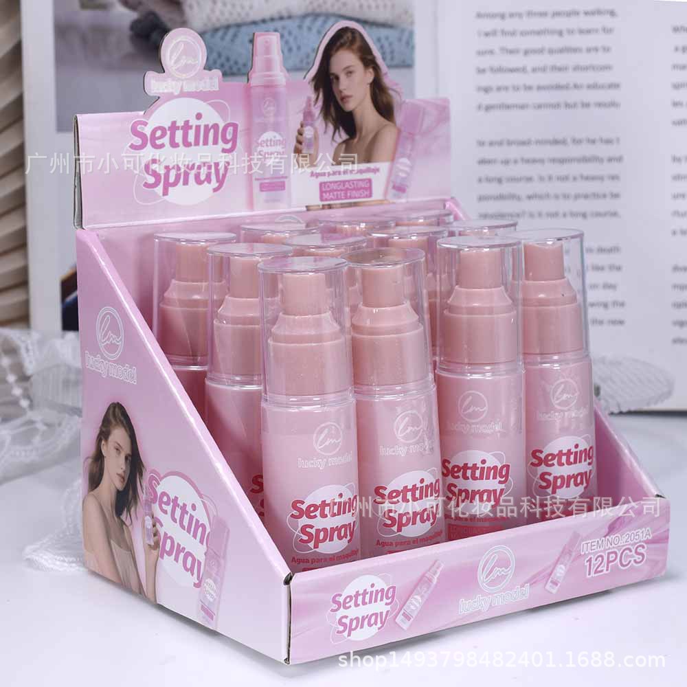 Foreign trade LUCKY MODEL Setting Water 2051A Pink bottle Setting spray New 100ML matte finish Specification drawing