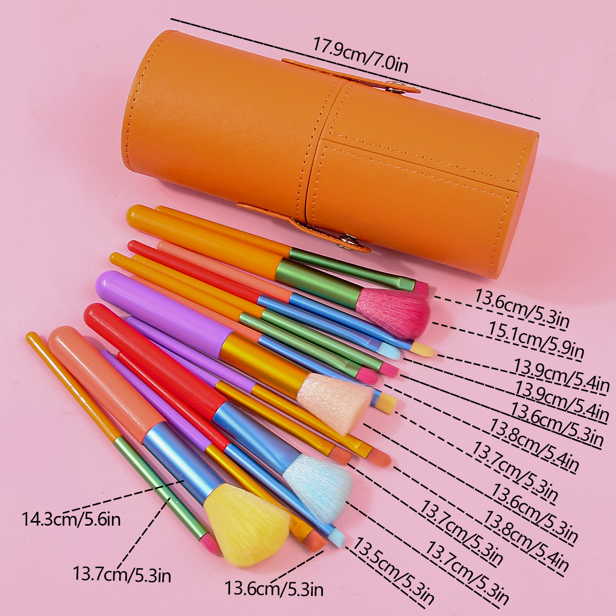 15 watercolor makeup brushes, soft eyeshadow blush brushes, foundation brushes, orange storage bucket, portable set and combination tools Application Scenario