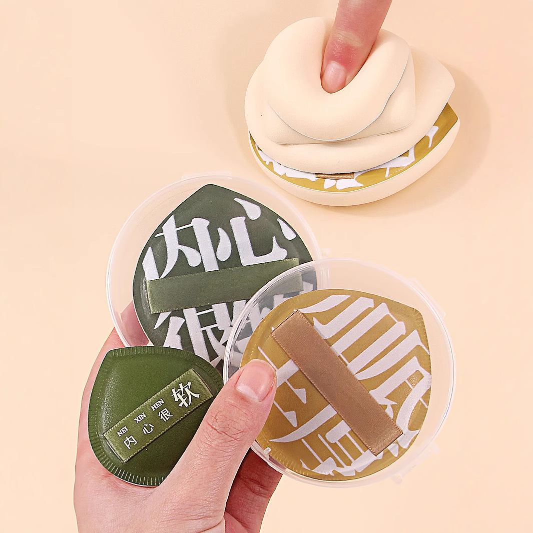 Cotton candy 100-point cushion powder puff, fine and non-sticky powder setting powder puff, loose powder puff, portable box cushion powder compact Specification drawing