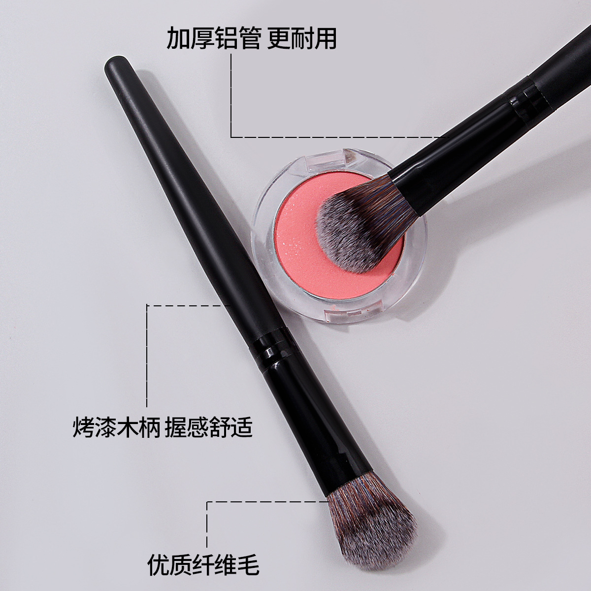Soft blush brush, loose powder brush, wooden handle foundation brush, soft bristle portable beginner setting brush, beauty tools in stock Specification drawing