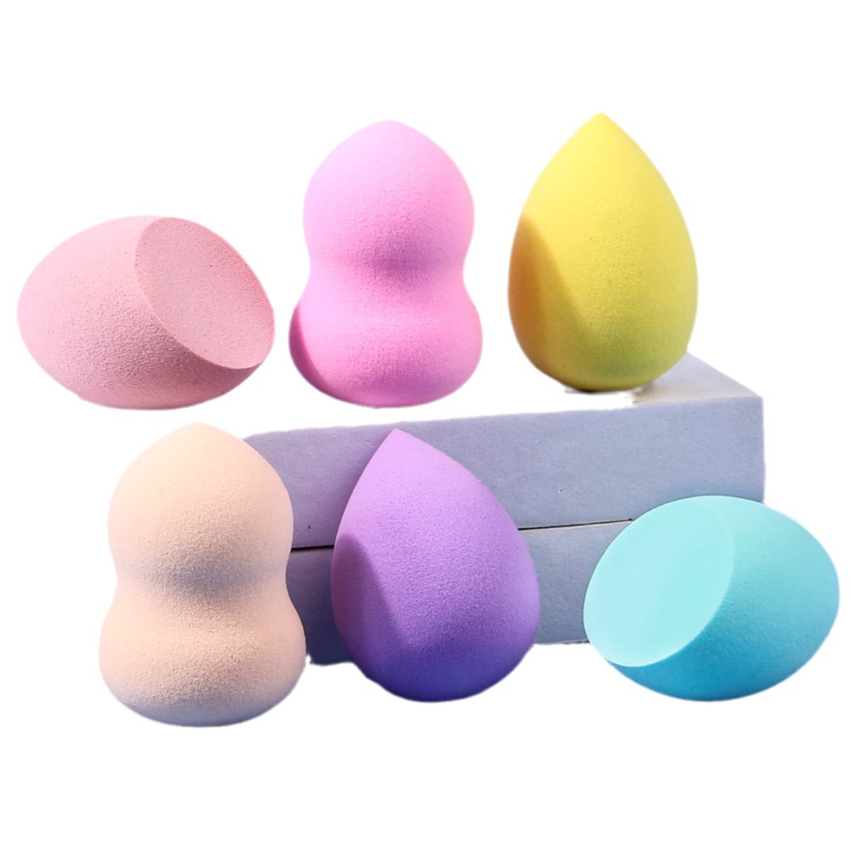 Dry and wet dual-purpose sponge beauty egg cushion powder puff, extremely soft, non-powder-eating makeup gourd water drop, diagonally cut, multi-color mixed mix Item Picture