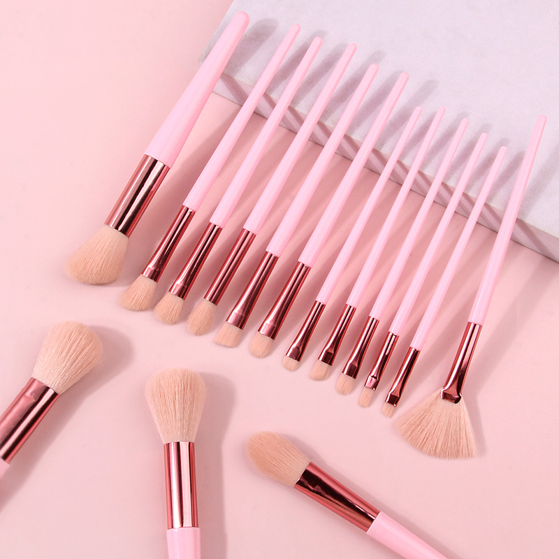 Pink soft-bristled 15 makeup brushes, a complete set of portable loose powder eyeshadow brushes, beauty tools in stock details Picture