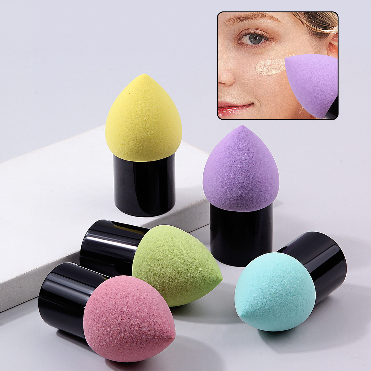New high-end bullet-shaped multi-color teardrop-shaped mushroom head natural sponge powder puff makeup tool mushroom cushion full figure