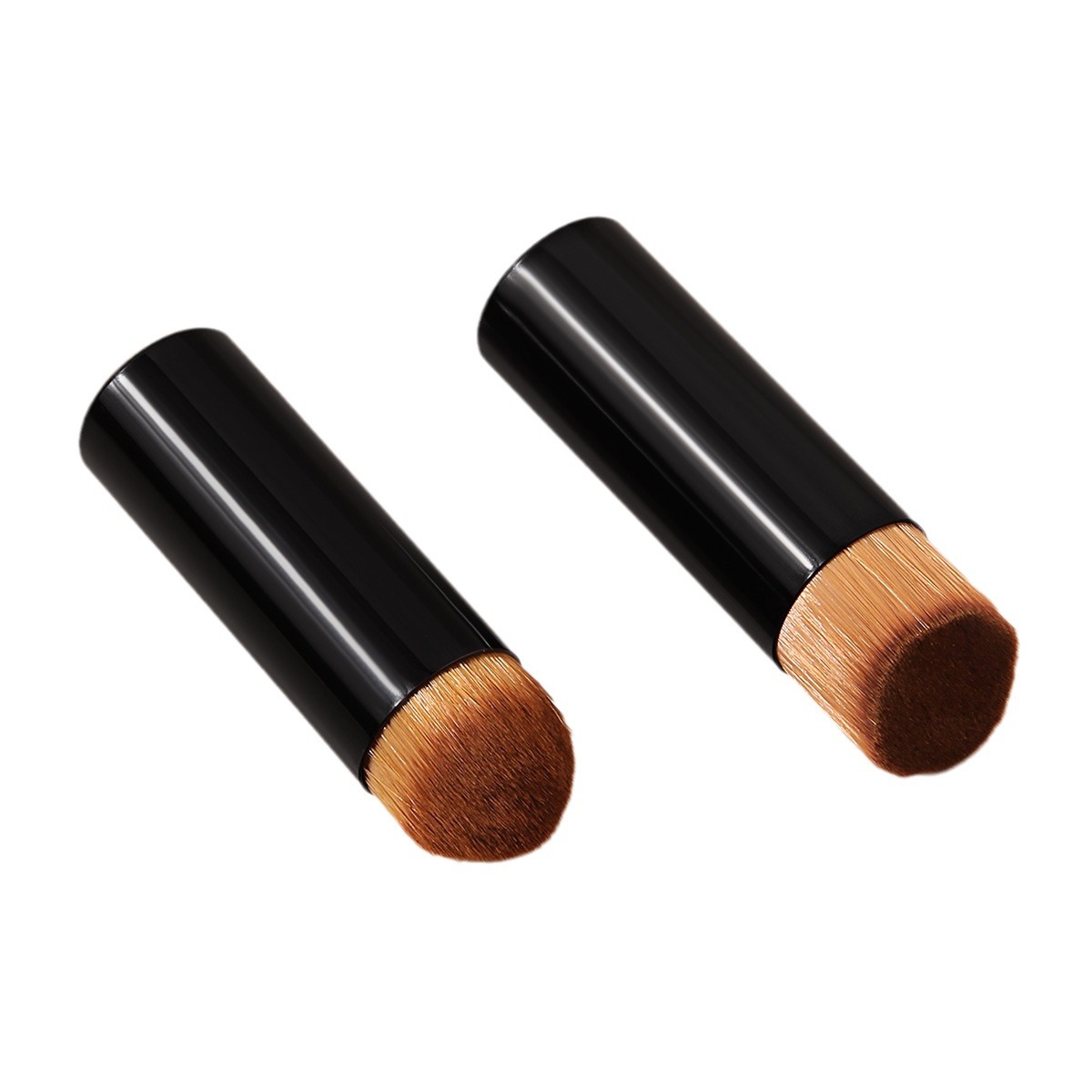 Two short-handled round-headed concealer brushes with angled corners, no marks, no makeup, compact and portable professional makeup brushes, bestsellers Item Picture