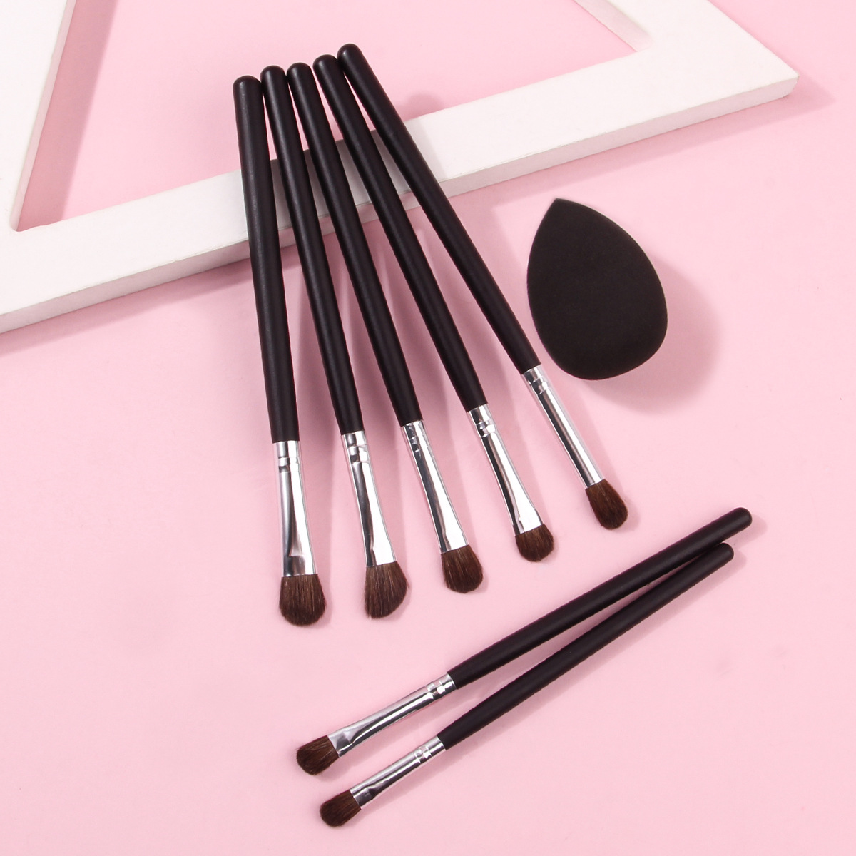7-piece horsehair eyeshadow set, makeup brush, eye blending brush, brush tool, complete set of portable makeup brushes details Picture