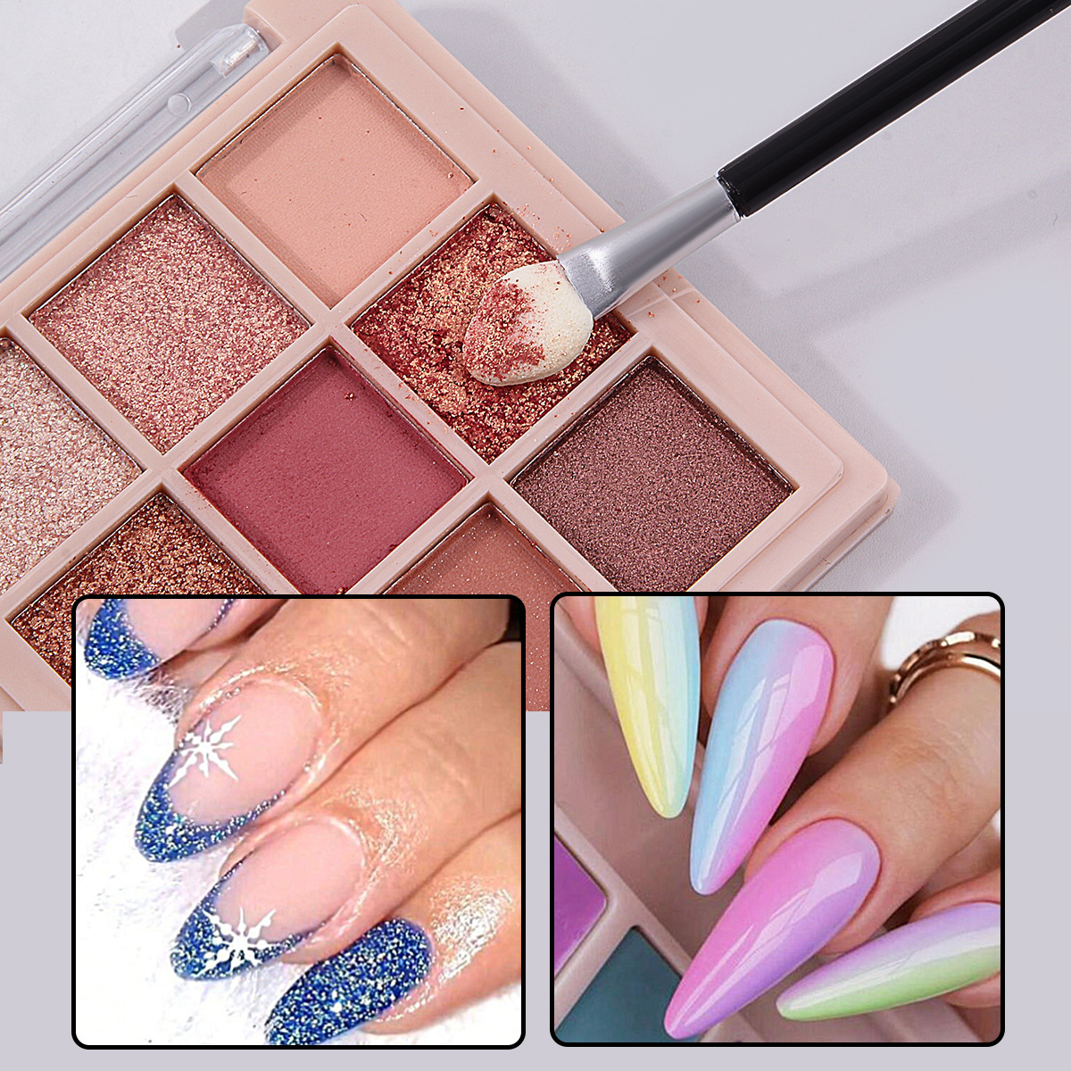 Upgraded nail art Aurora Magic Mirror Powder applicator, double-headed sponge stick, eyeshadow brush, makeup Nose shadow Stick, beauty tool Specification drawing