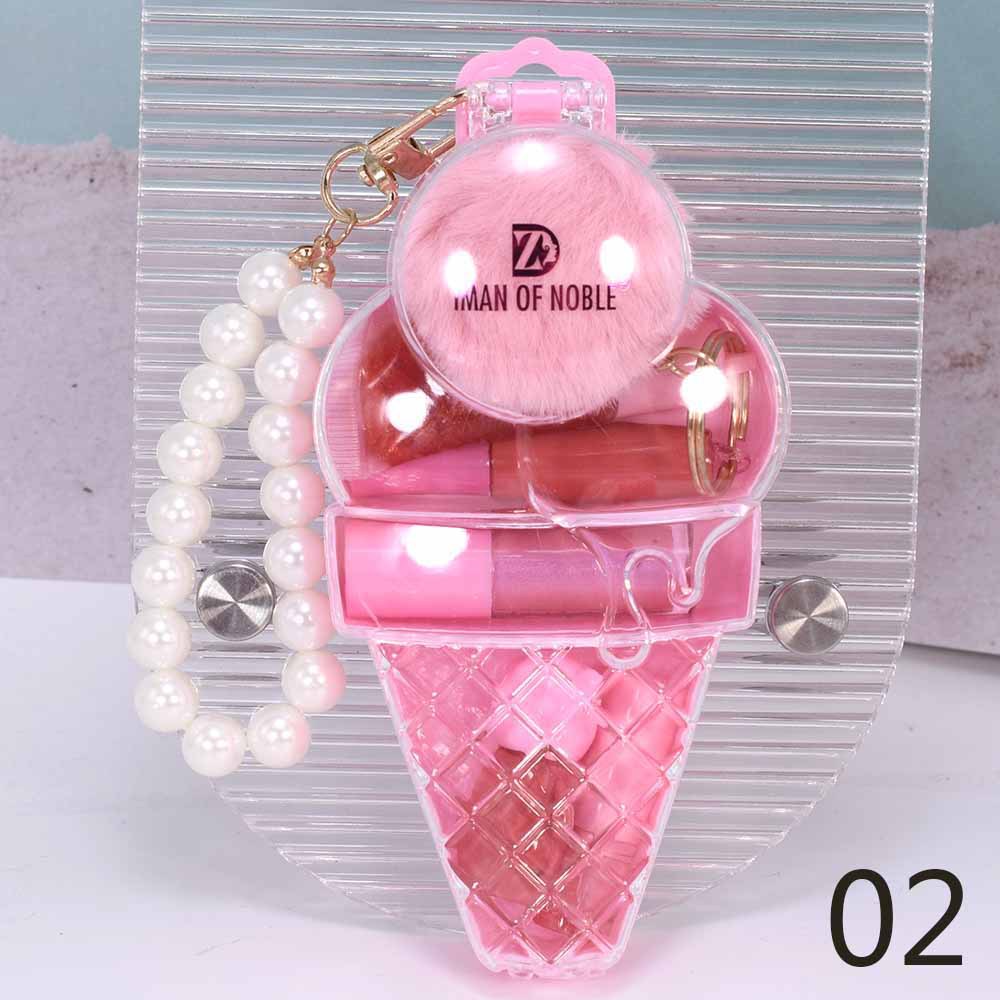 Ice cream Lip gloss set IMAN OF NOBLE Pearl Moisturizing Keychain D-15 Makeup Set with bracelet full figure
