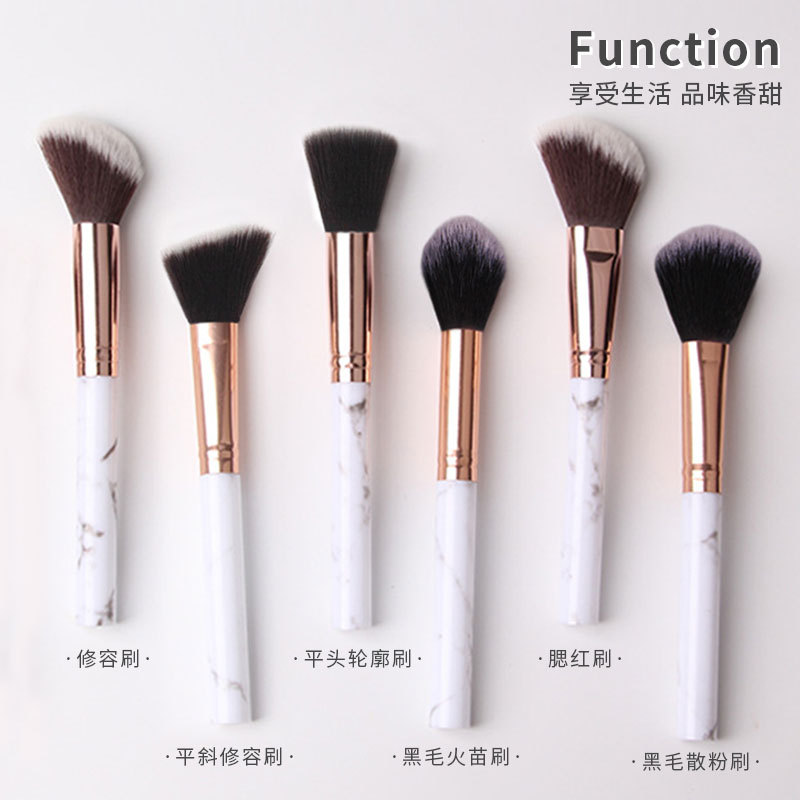 Single flame makeup brush, marble soft bristle high-gloss brush, beginner blush brush, gift, beauty tools wholesale Application Scenario