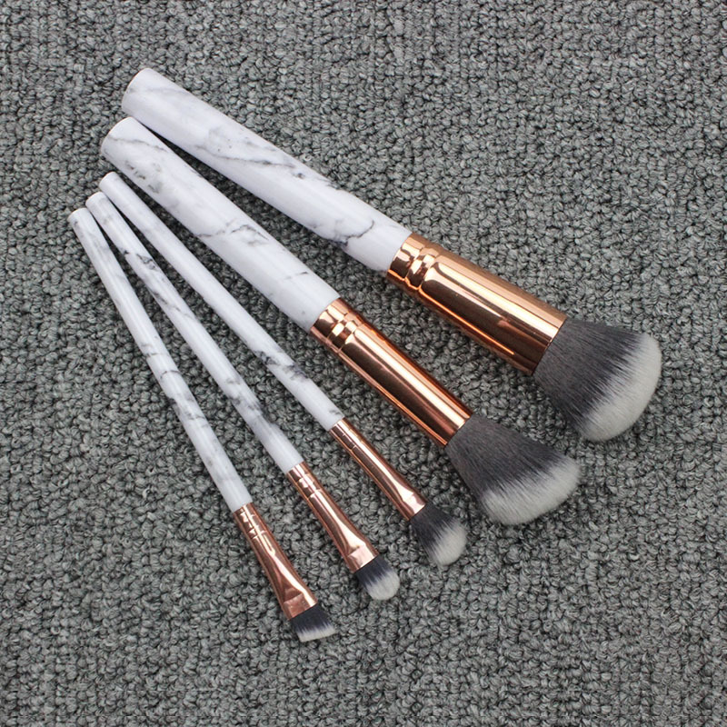 Customized 5-piece makeup set, marble-patterned portable eyeshadow brush, beginner makeup brush with brush holder, beauty tools Specification drawing