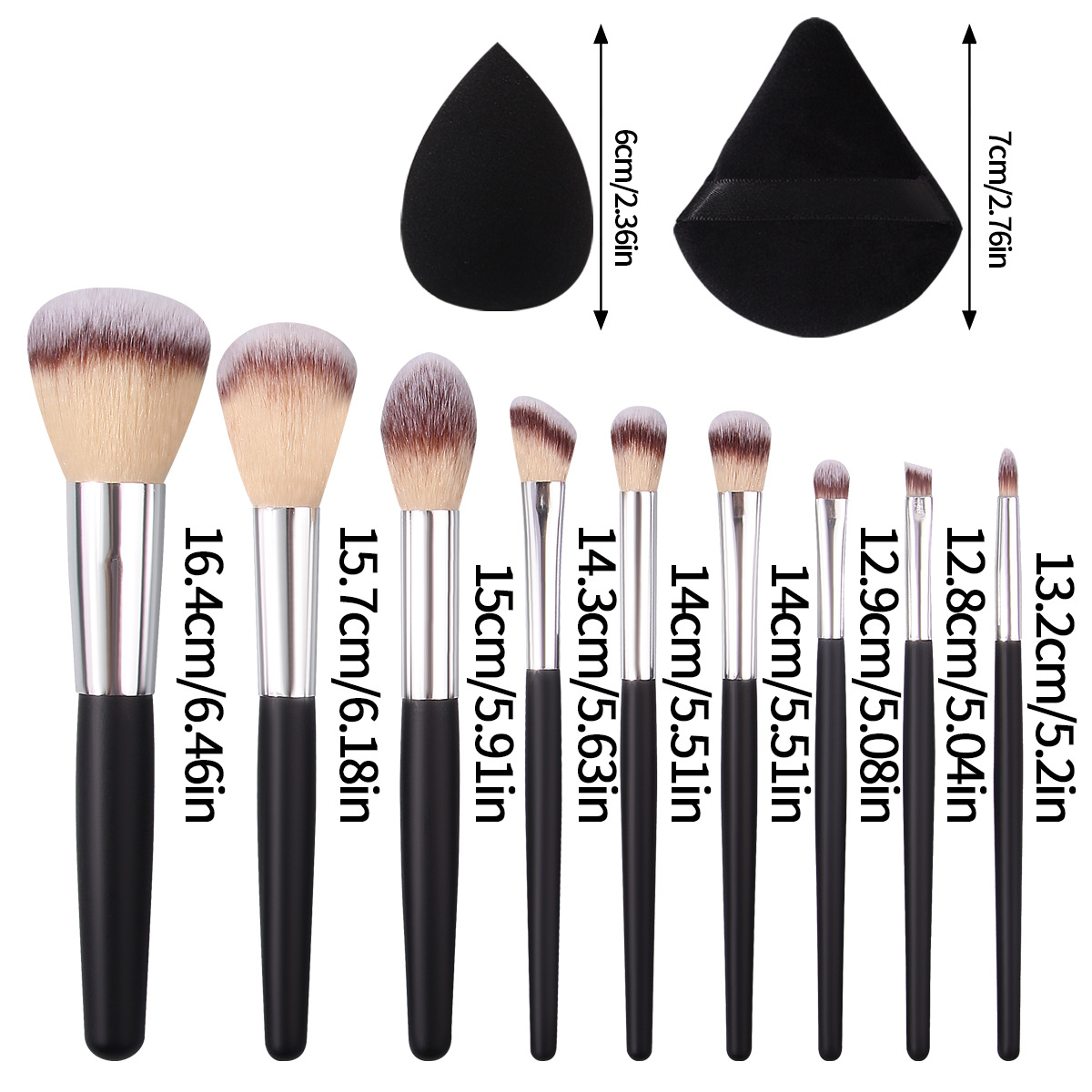 Cross-border stock 9-piece makeup brush set: Soft bristles that don't prick the face, blush brush, eyeshadow brush, setting powder puff, beauty egg Item Picture