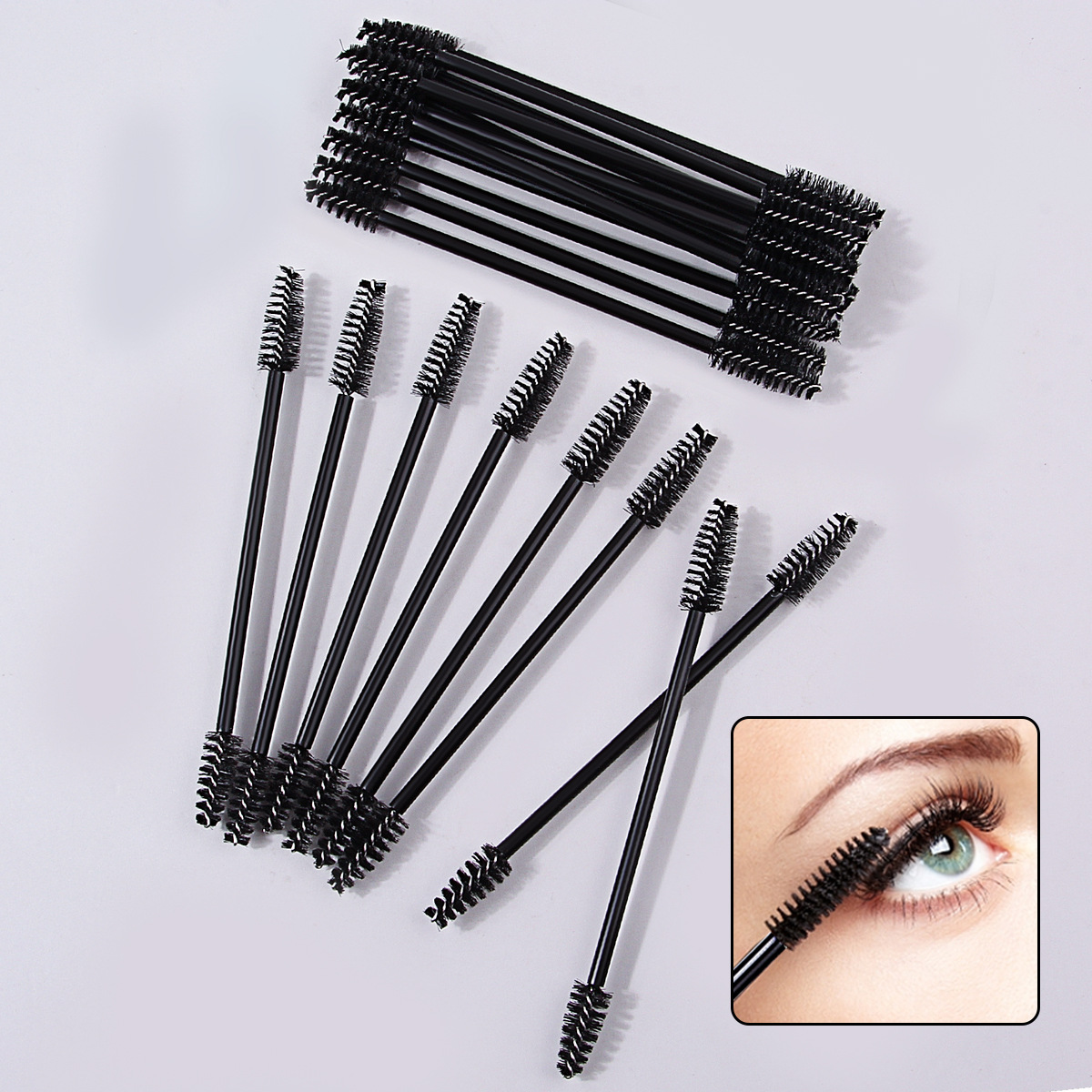 Portable eyelash extension double-head brush, eyelash brush, spiral eyebrow brush, comb and sweep eyebrows, portable ultra-fine makeup and eyelash extension worker full figure