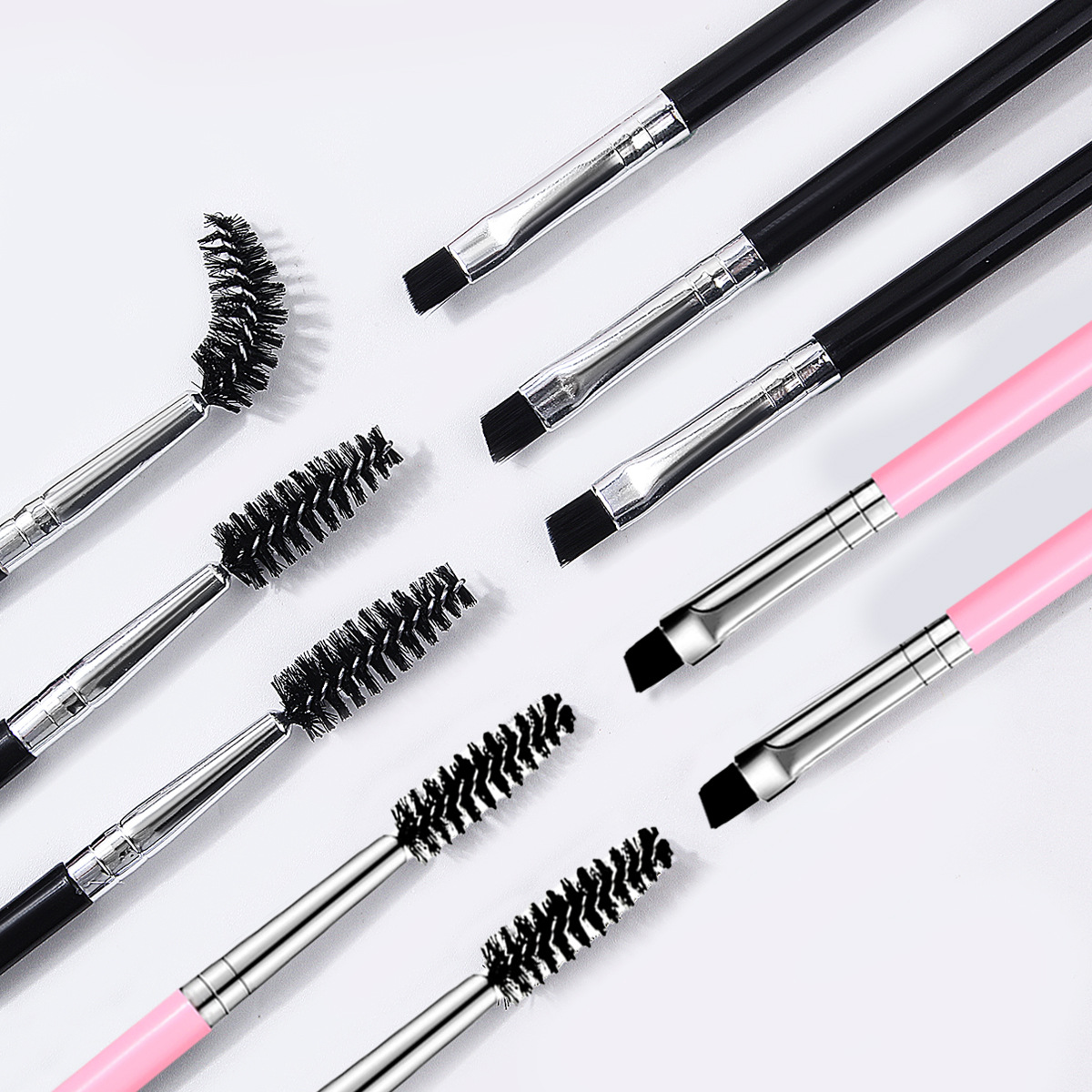 Double-head spiral bevel makeup brush, eyebrow brush, eyelash brush, eye brush, portable brush, portable beauty tool set Application Scenario