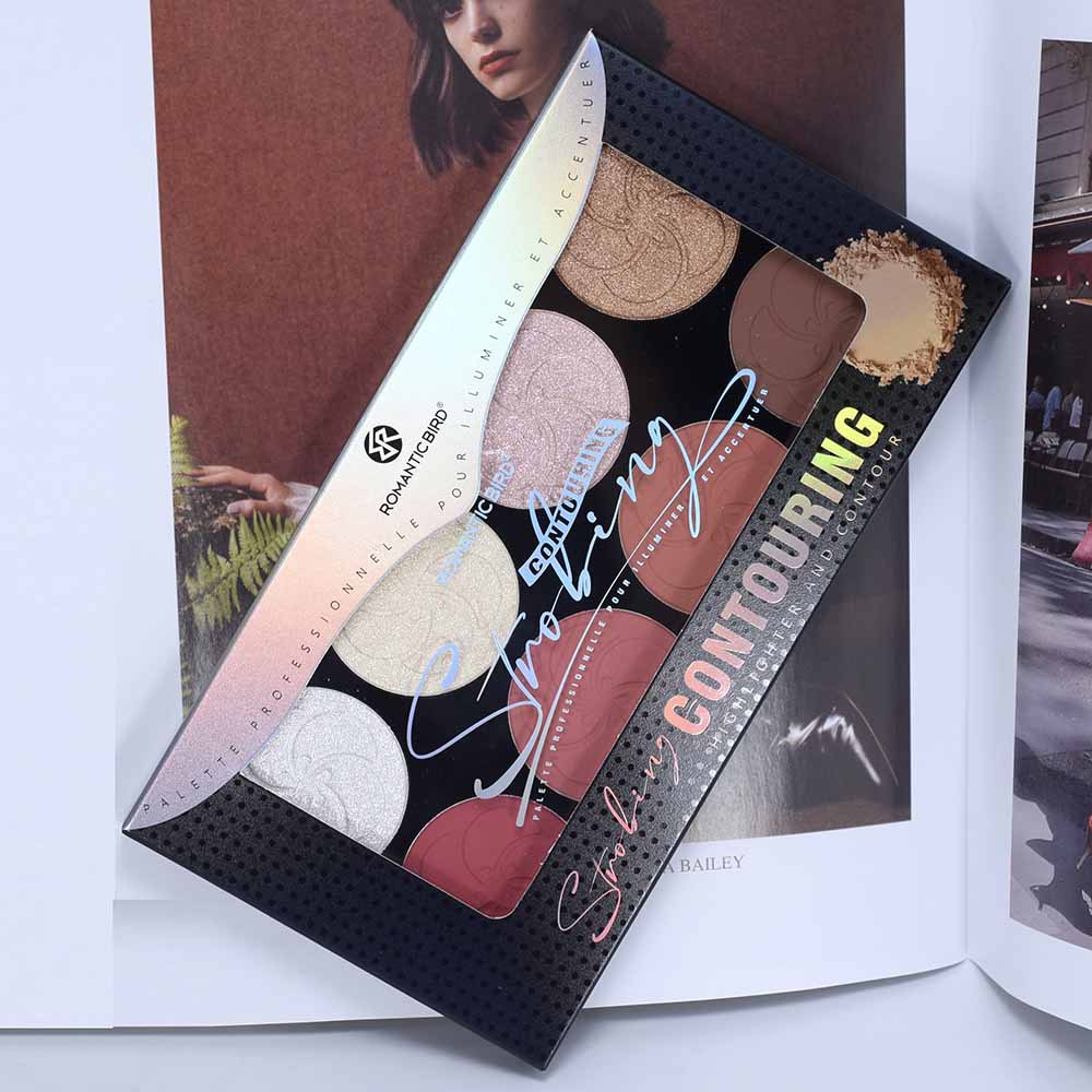 F614 Round Export Cross-border ROMANTIC BIRD Eight-color Blush Eyeshadow Highlight Contouring Makeup Set makeu full figure
