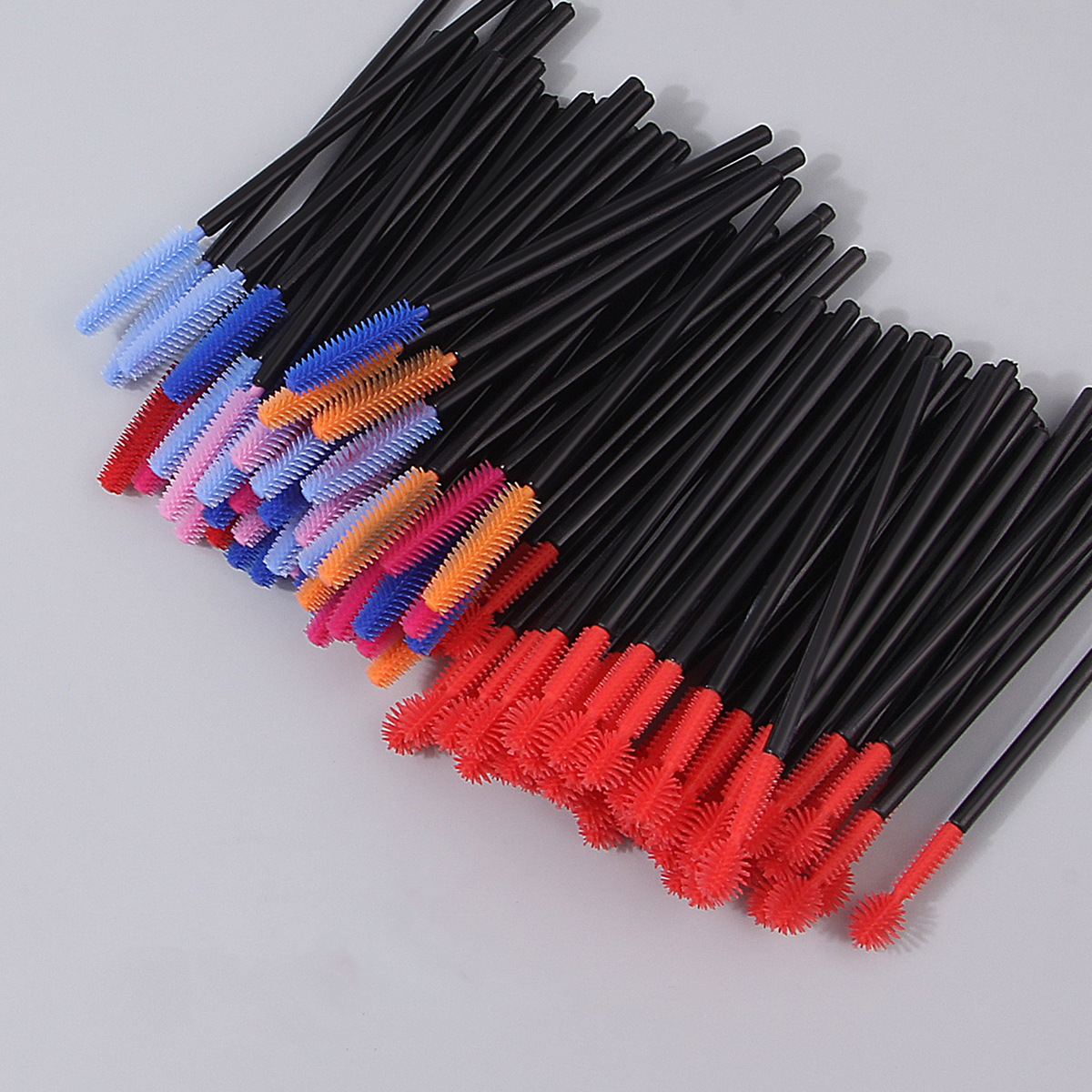 50 pieces of colored silicone mascara brushes, mini multi-functional eyebrow combs, spiral mascara curls, mascara brushes in stock for wholesale details Picture