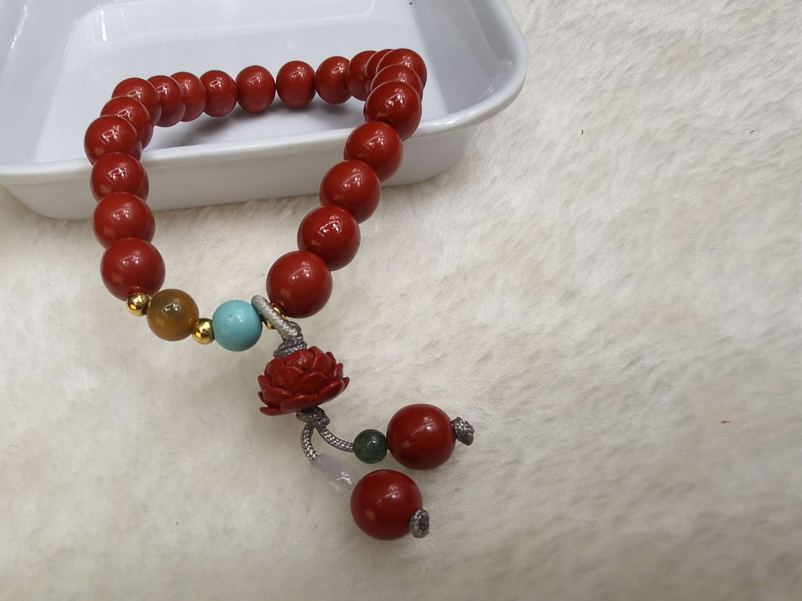 New Chinese-style cinnabar bracelet, lotus pendant, retro and simple purple gold sand bracelet, niche accessory for women Specification image