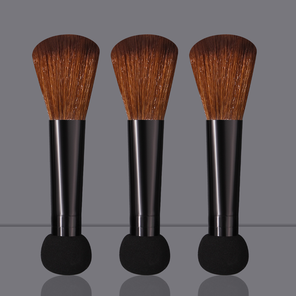 Mini double-headed makeup brush, soft bristle blush brush, beginner's high-gloss powder brush, sponge head concealer brush, portable version full figure