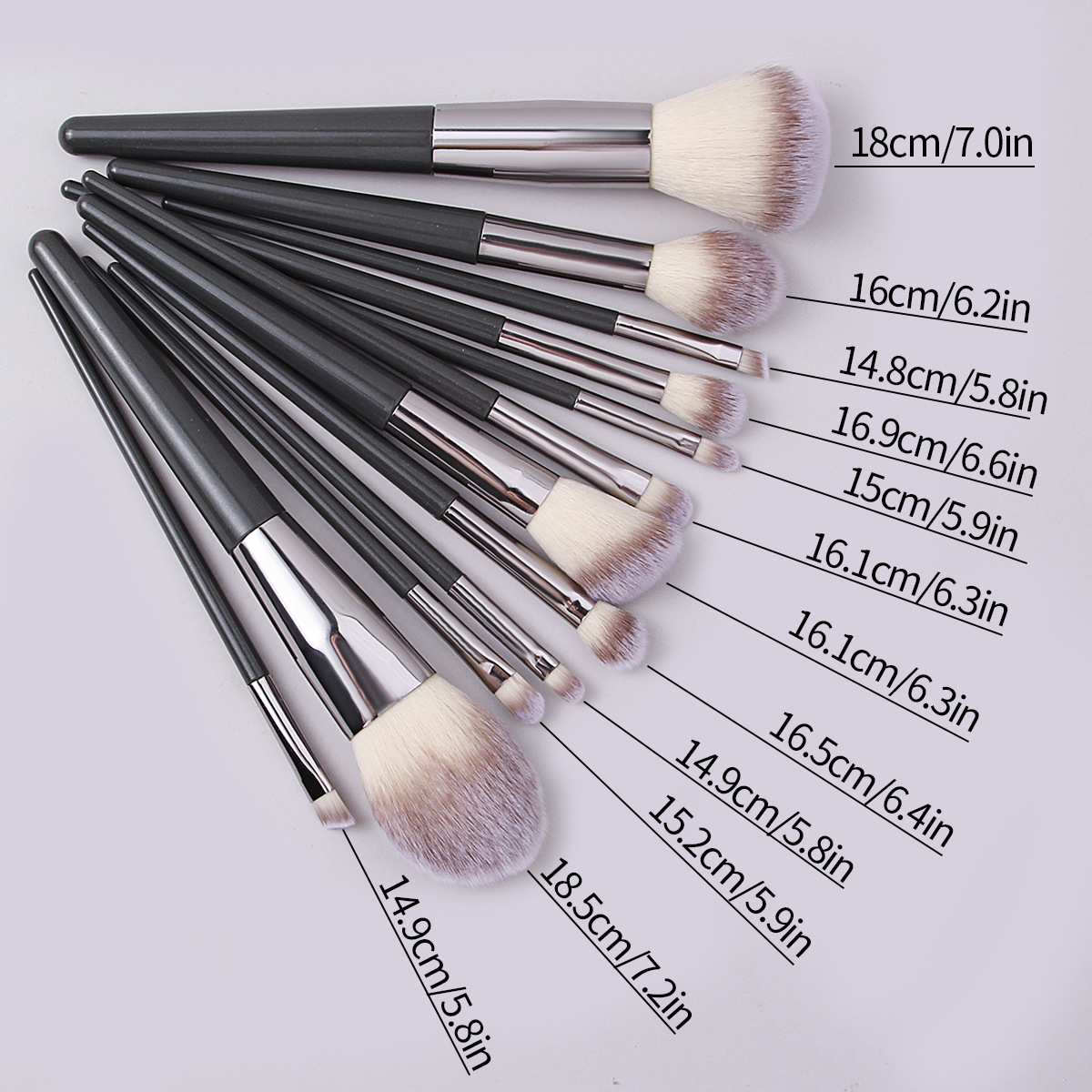 New 12-piece three-color gradient makeup brush set, foundation, eyeshadow, eyebrow brush, makeup setting and beauty tools in stock Item Picture