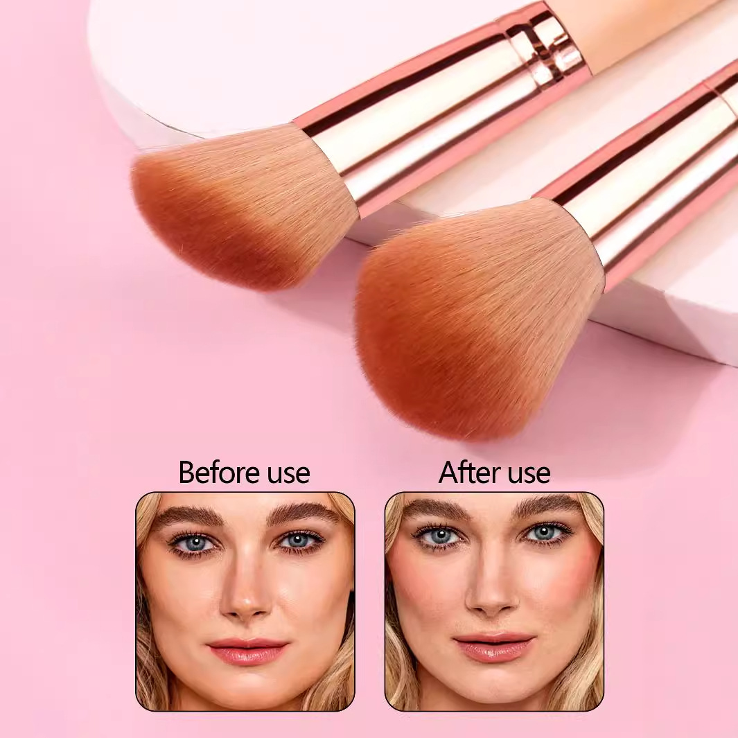 Single honey powder makeup brush, blush brush, soft bristles, non-powder setting, loose powder contouring brush, high-end multi-functional cleaning brush Specification drawing