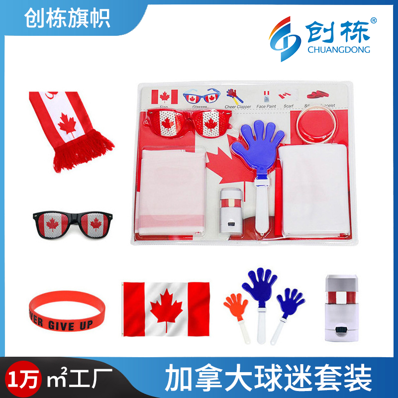 Chuangdong Flag 2026 World Cup Football Scarf Fan Party Supplies Canada Flag Clapping Face Color Customized