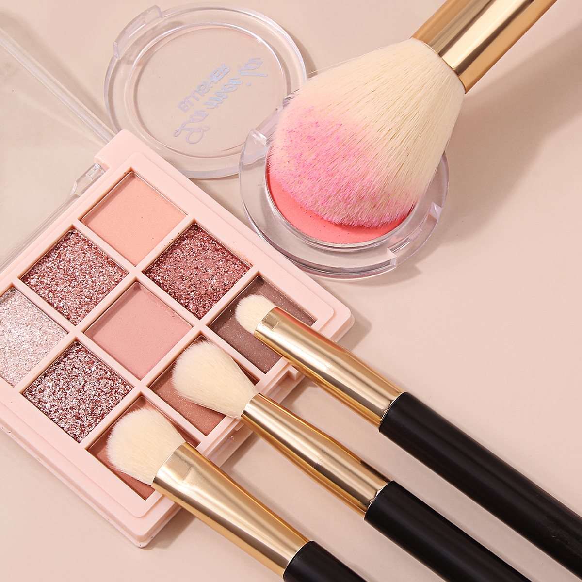 Student budget portable 4-piece makeup brush set mini loose brush, soft bristle nose shadow brush, detail eyeshadow brush Specification drawing