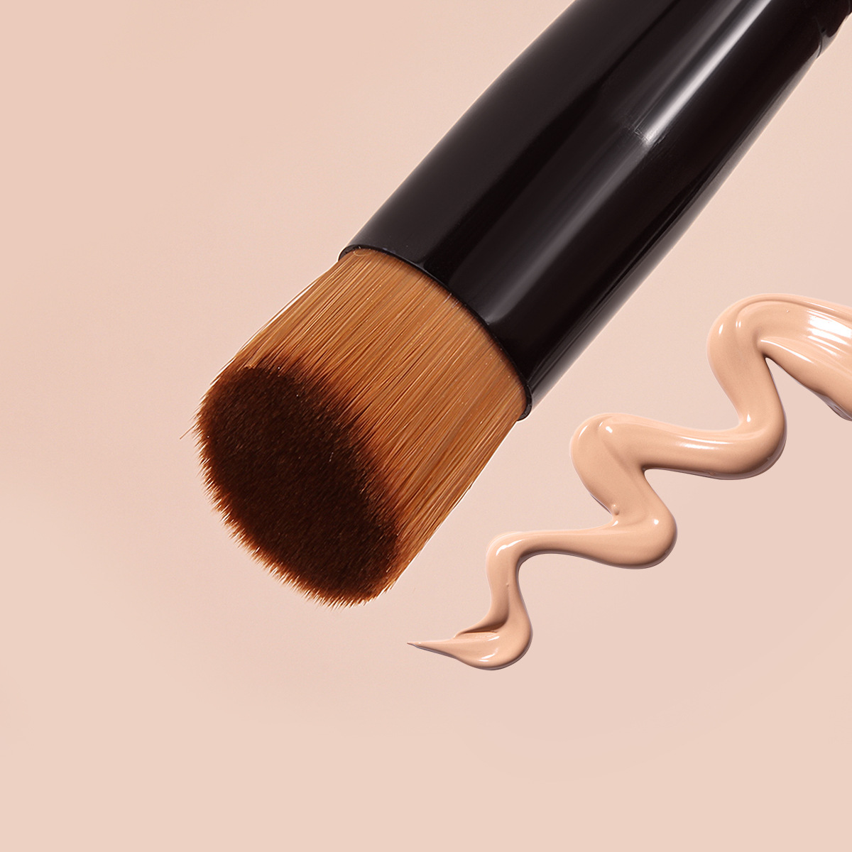 Beginner's single angled foundation brush, mask brush, portable wooden handle beauty makeup brush, makeup tools in stock for wholesale details Picture