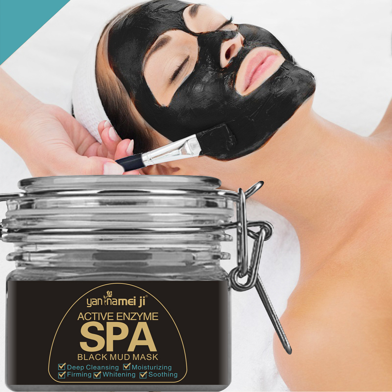Cross-border natural mud Mask application type facial mask for cleansing, repairing, brightening, hydrating and removing blackheads, export batch details Picture