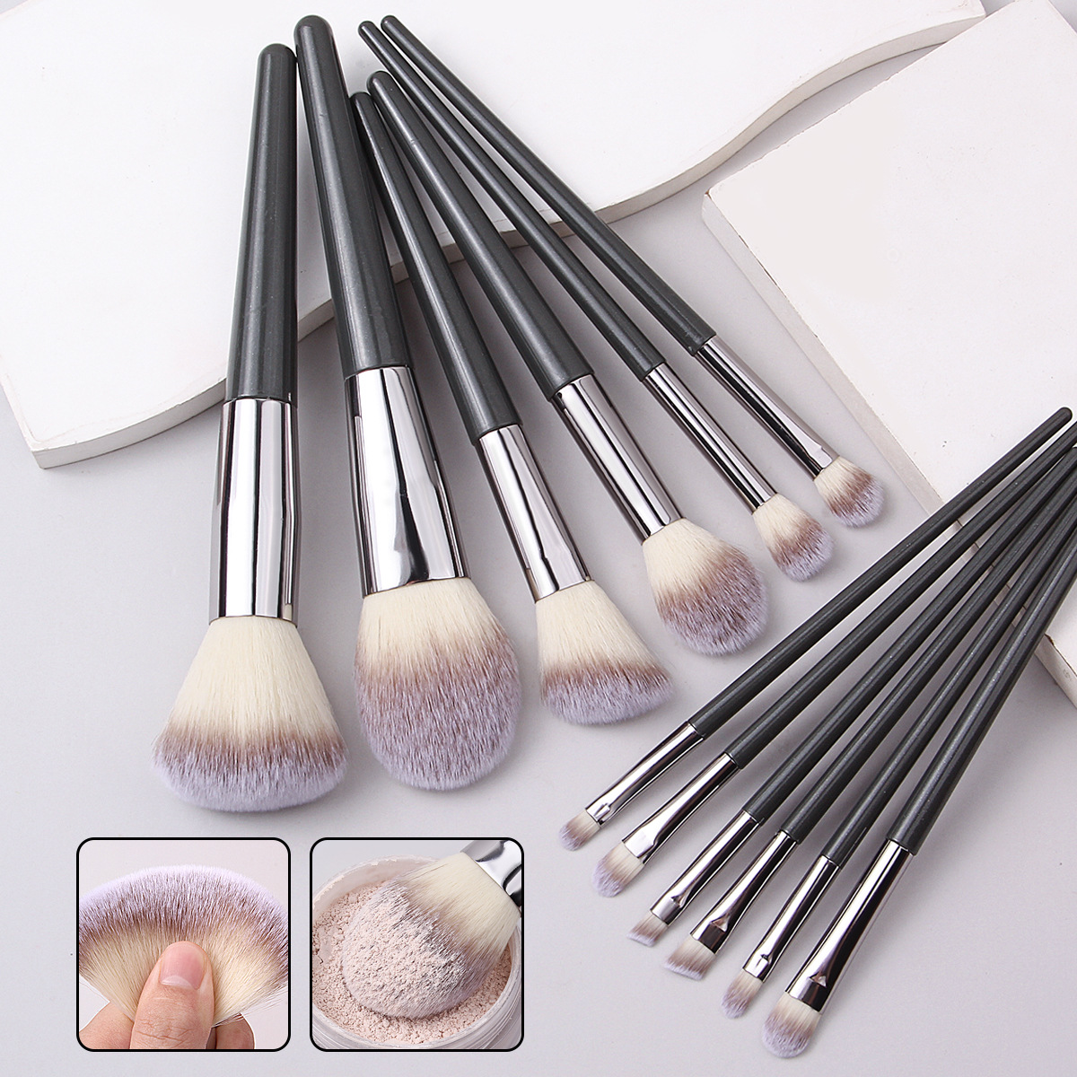 New 12-piece three-color gradient makeup brush set, foundation, eyeshadow, eyebrow brush, makeup setting and beauty tools in stock full figure