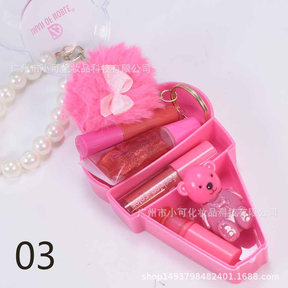 Ice cream Lip gloss set IMAN OF NOBLE Pearl Moisturizing Keychain D-15 Makeup Set with bracelet details Picture