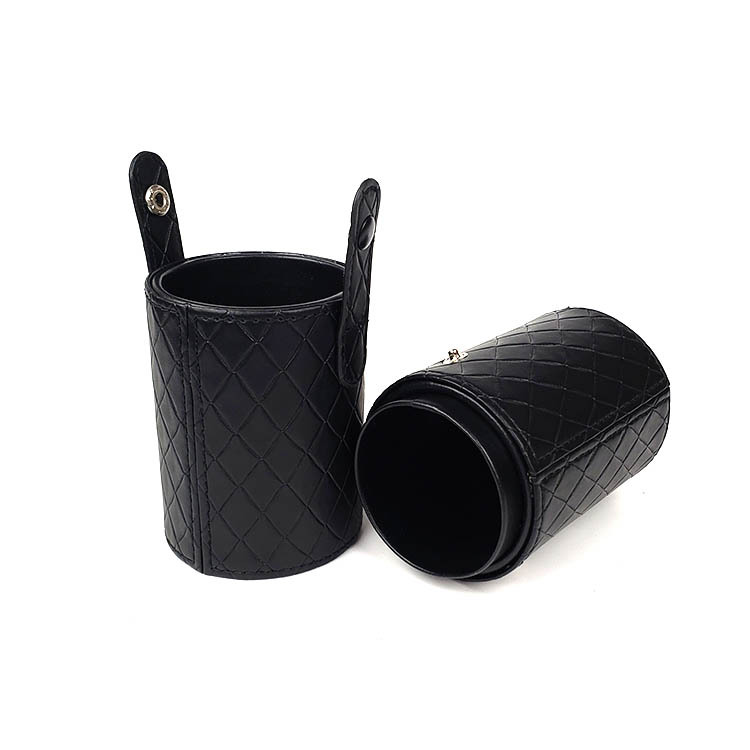 Black diamond-patterned makeup brush holder, large-capacity complete set of makeup brush storage holder, riveted, simple beauty tools wholesale Item Picture