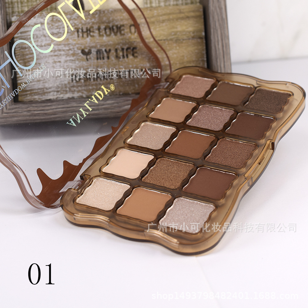 8344 Chocolate EYESHADOW Palette with fifteen colors [ANYLADY] Pearlescent matte Makeup Palette Eyeshadow details Picture