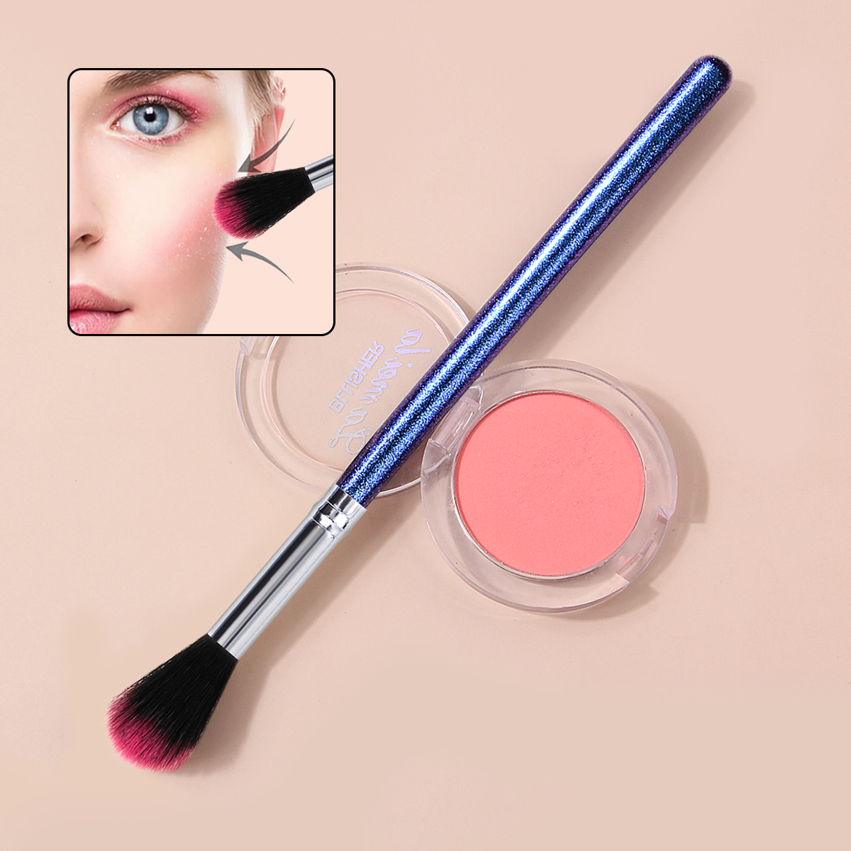 Multi-functional starry sky handle high-gloss brush, soft bristle shading brush, nose side shadow contouring brush, powder-free portable flame brush full figure