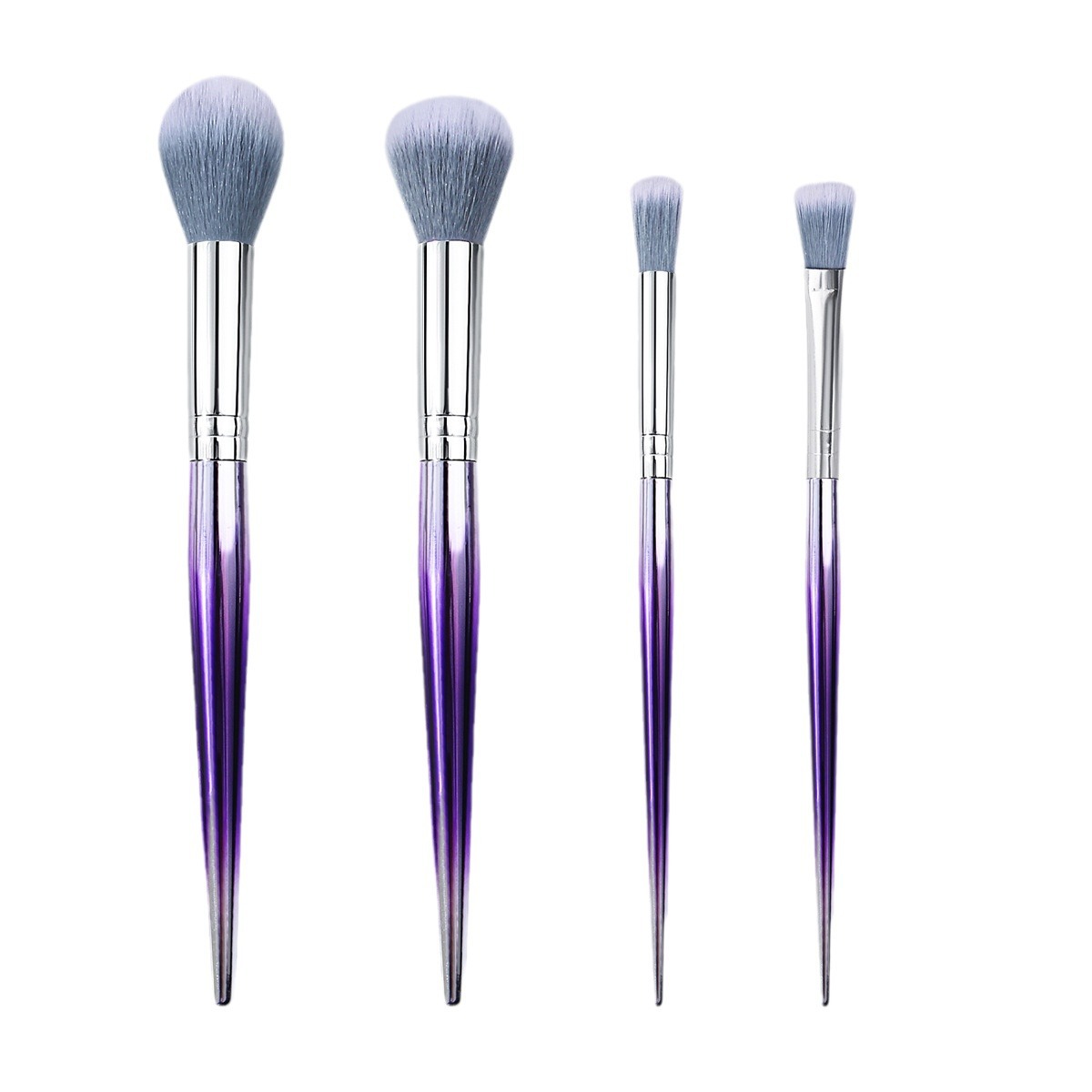 A set of 4 violet makeup brushes, including a loose brush, blush brush and eyeshadow brush, is a complete set of beauty tools for beginners Item Picture