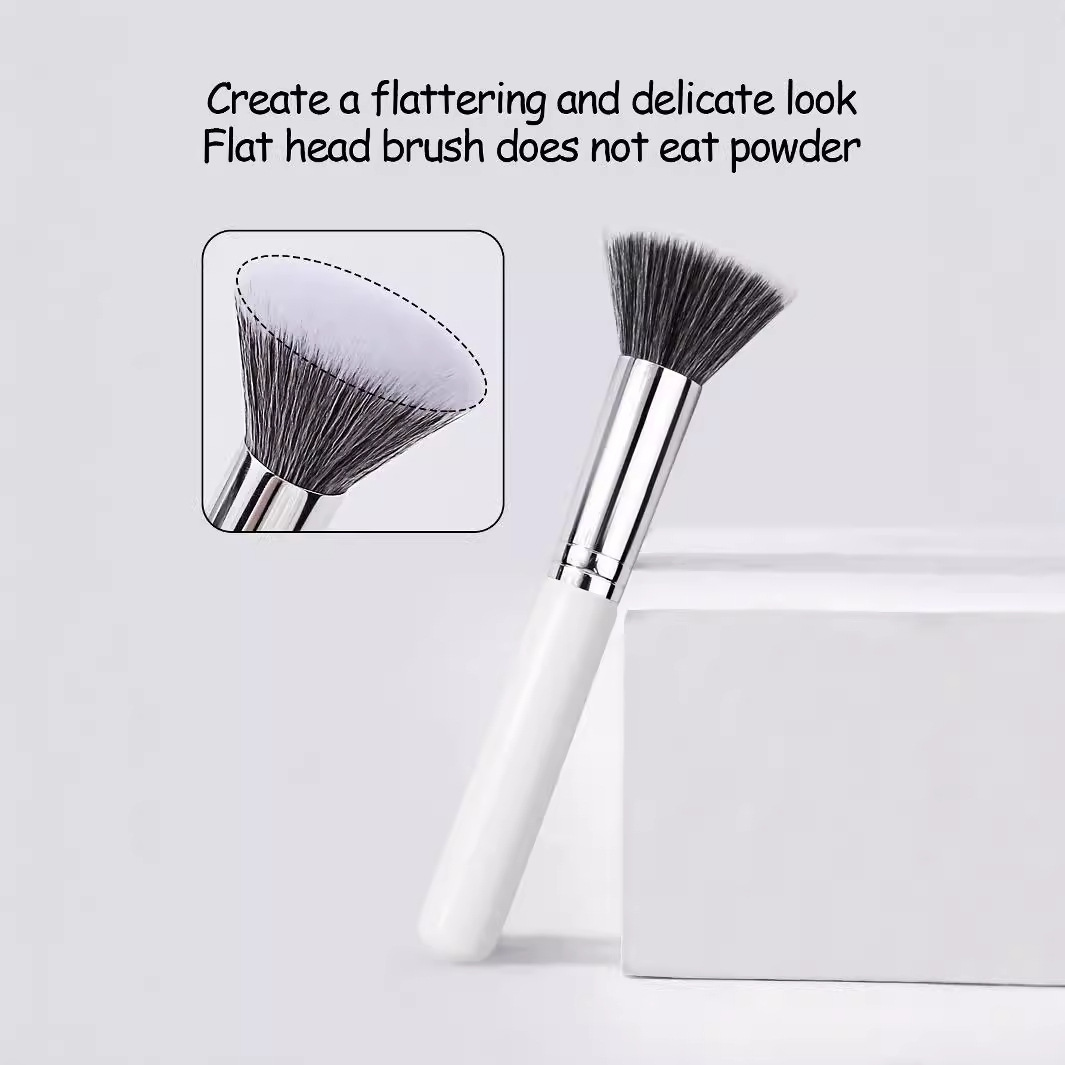 Single flat-head multi-functional pointillism brush, two-color soft-bristled blush brush, high-gloss brush, high-end professional makeup tools in stock details Picture