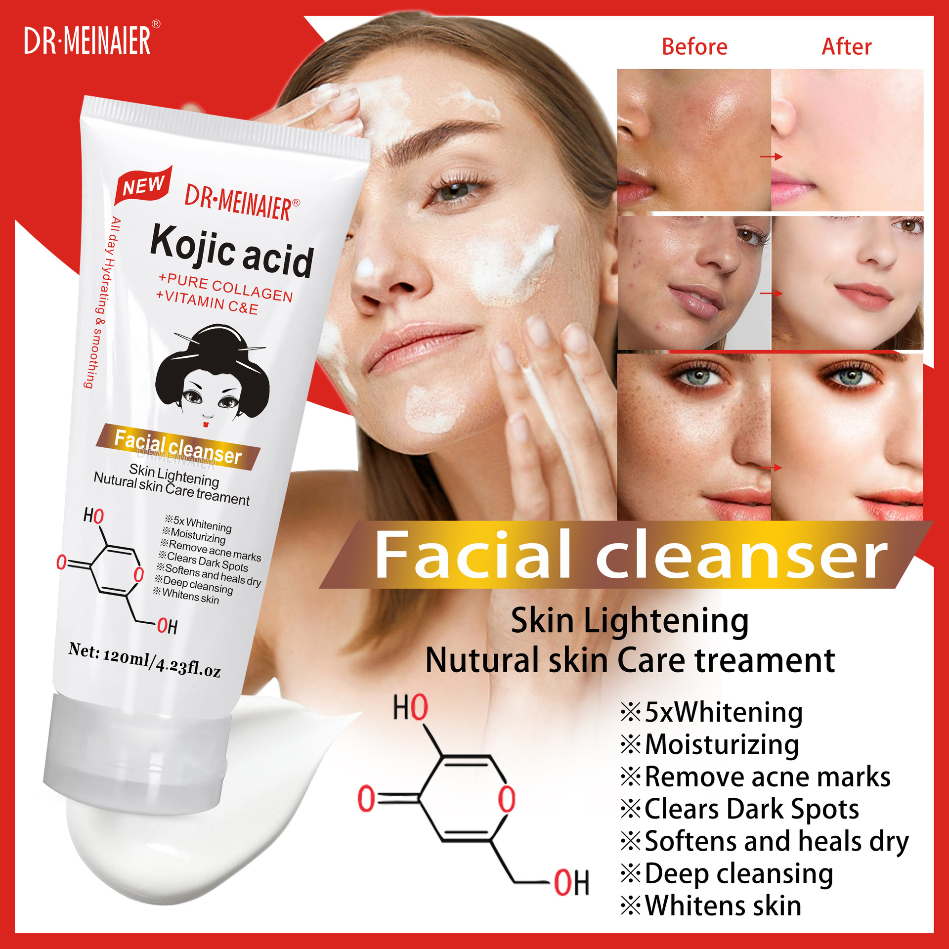 Wholesale of cross-border foreign trade kojic acid skin care set series hydrating, Moisturizing and toning water cream to nourish the skin details Picture