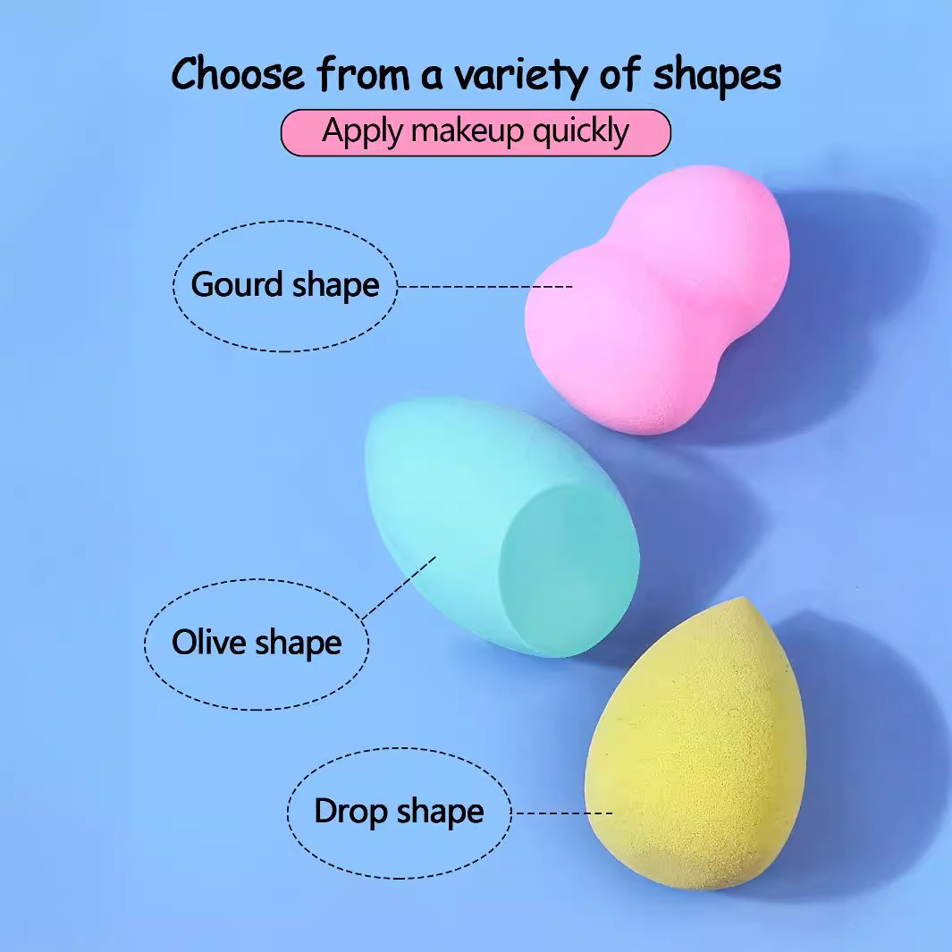Dry and wet dual-purpose sponge beauty egg cushion powder puff, extremely soft, non-powder-eating makeup gourd water drop, diagonally cut, multi-color mixed mix Specification drawing