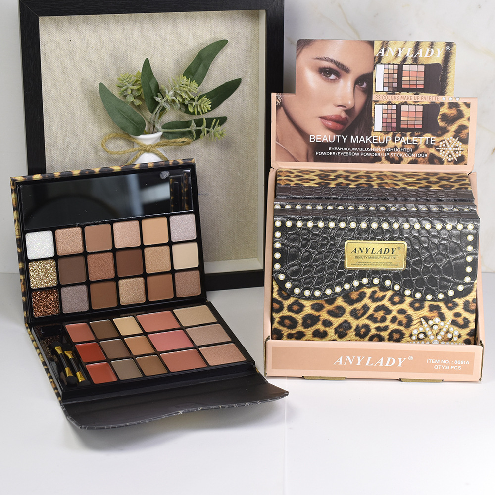 8681A-01 Cosmetics Tray for Cross-border Trade ANYLADY Paper Eyeshadow, Blush, Highlighter, Contouring, Eyebrow Powder, and Gold Lip full figure