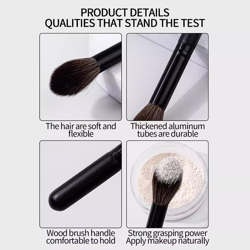 Super soft wooden handle flame high-gloss brush for facial brightening, small blush refreshing hands, special offer for portable makeup brushes Specification drawing