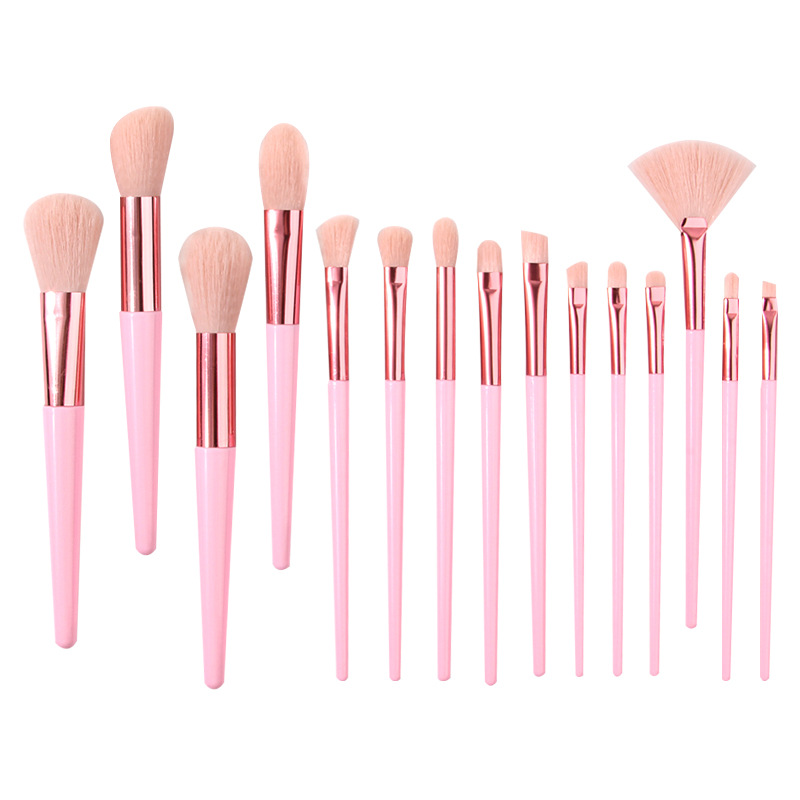 Pink soft-bristled 15 makeup brushes, a complete set of portable loose powder eyeshadow brushes, beauty tools in stock Item Picture