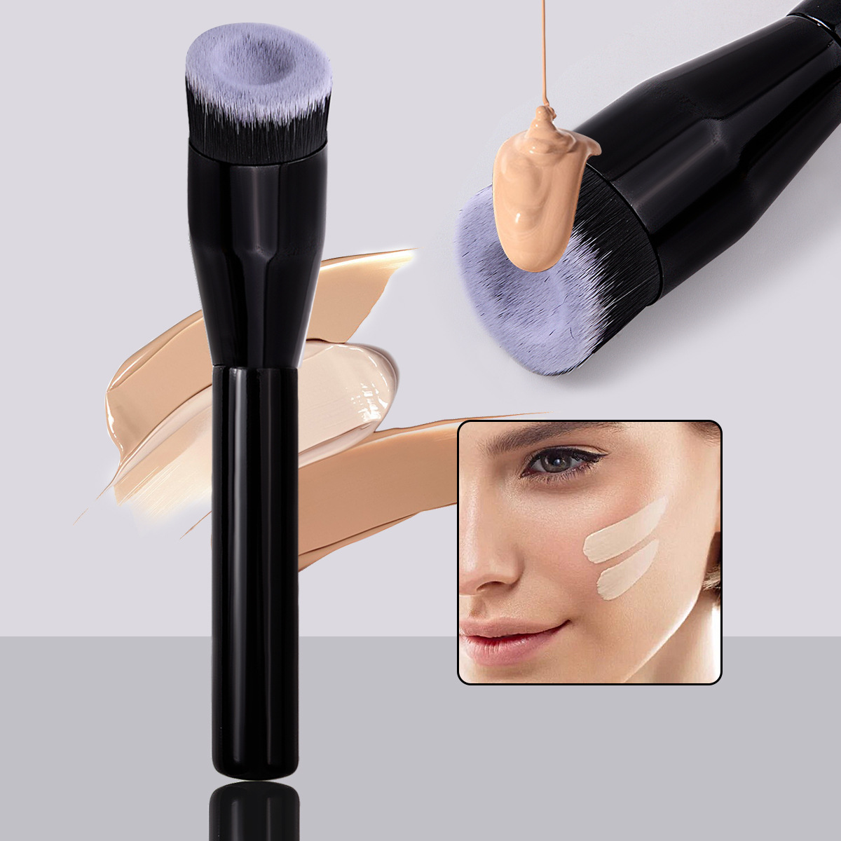 Single-pack internet-famous makeup brush 170 Foundation brush Scarless fiber bristles flat head contactor soft makeup tool full figure