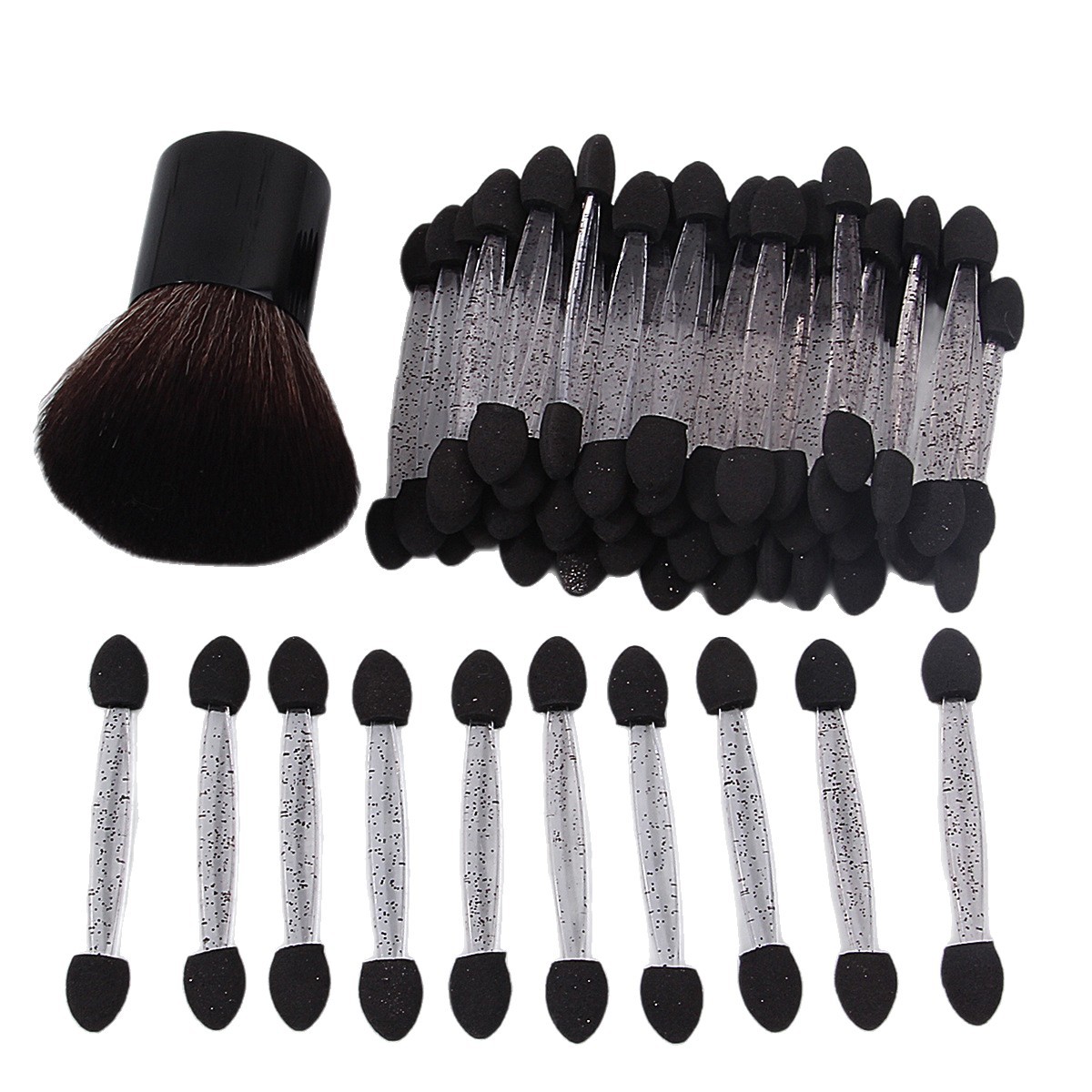 Mushroom head black base loose powder blush brush, portable double-head sponge eyeshadow stick, multi-functional eyeshadow brush in stock Item Picture