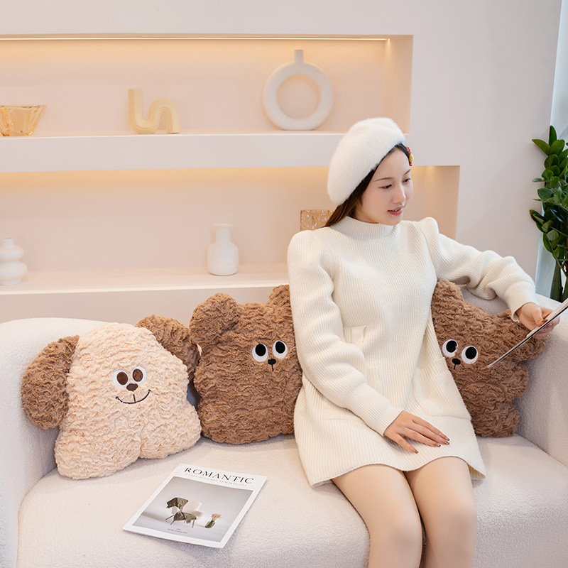 New large-eyed dog throw pillow doll, cute bear plush toy, sofa cushion, girls' sleeping doll gift Application Scenario