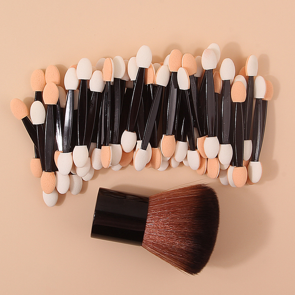 Mini double-headed sponge eyeshadow stick, mushroom head powder brush, black base dust brush, blush brush set, makeup brush Specification drawing