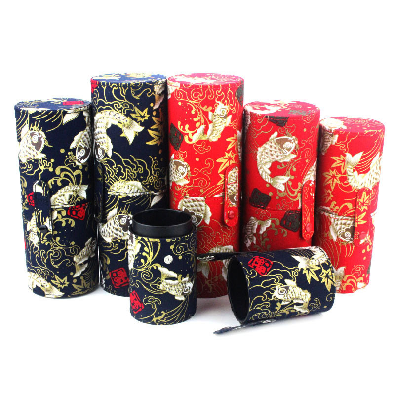 Koi Fish makeup brush bucket, personalized makeup bag, gold-printed makeup brush set, storage box, wholesale of ethnic style beauty tools full figure