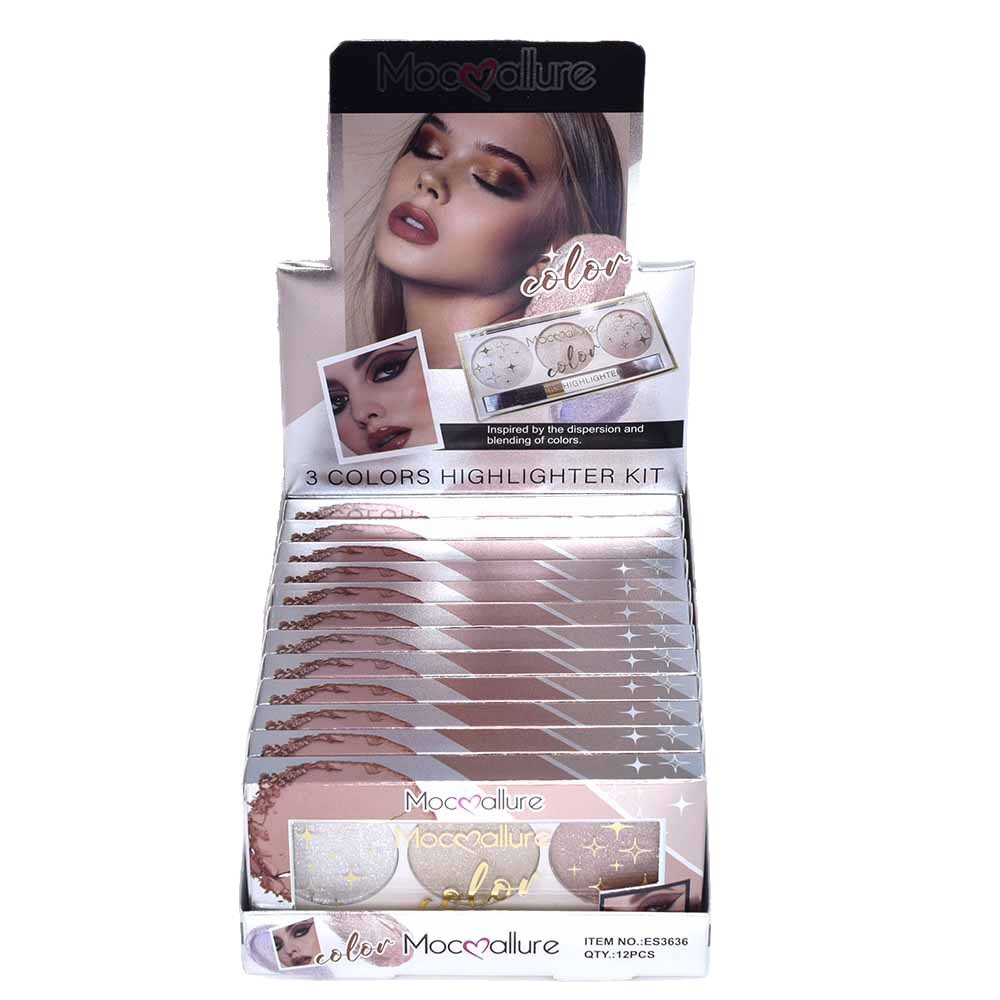 Export cross-border [MOCOALLURE] ES3636 Three-color high-gloss Powder, brightening powder, Contouring Highlight Item Picture