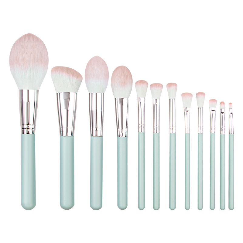 12-piece makeup brush PU packaging set, InS-style light blue eyeshadow brush, lip brush and blush brush, factory direct sales Item Picture