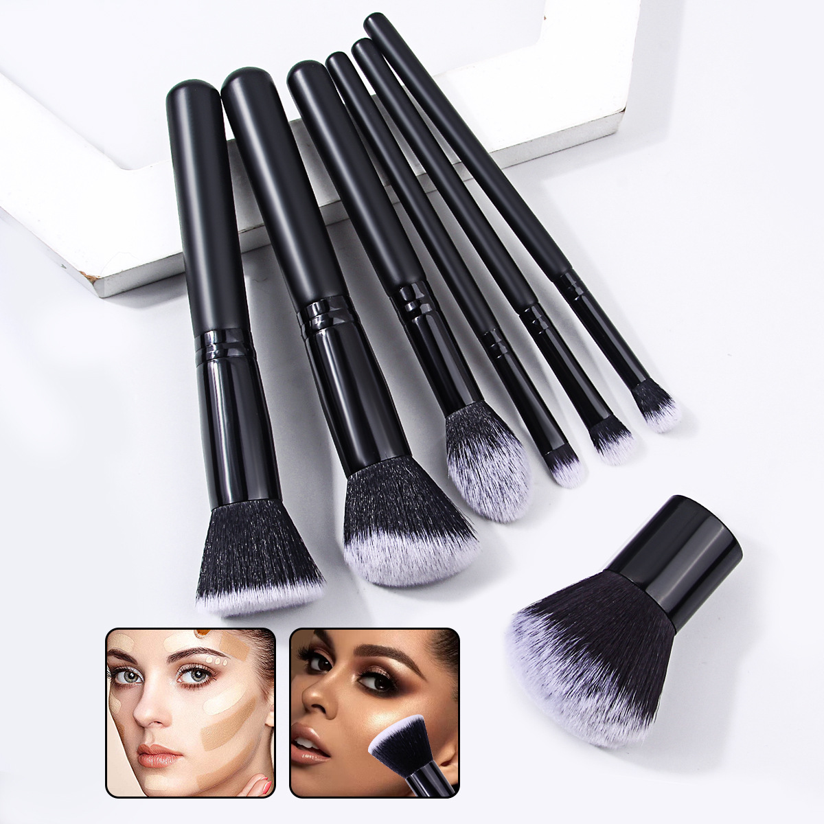 7 beginner makeup brushes, contouring foundation brushes, portable short-stick makeup brushes for travel, and a complete set of beauty tools full figure