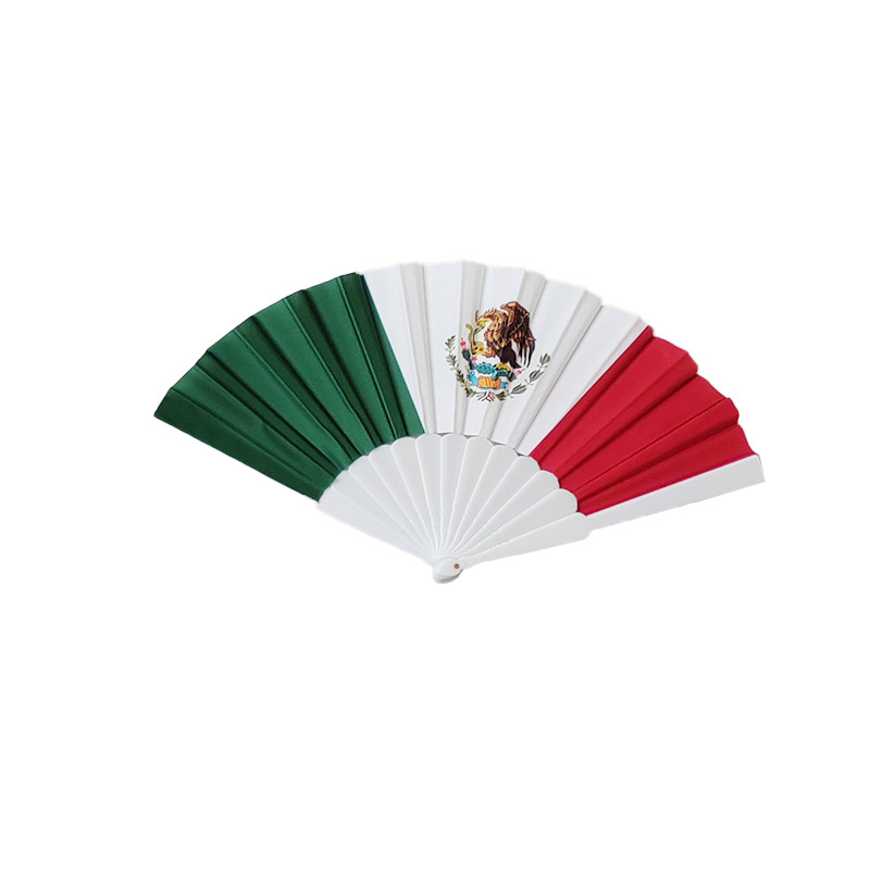 Chuangdong Flag 2026 US-Mexico-Canada World Cup Gift plastic flat fan advertisement logo printing Mexican National Flag folding fan Item Picture