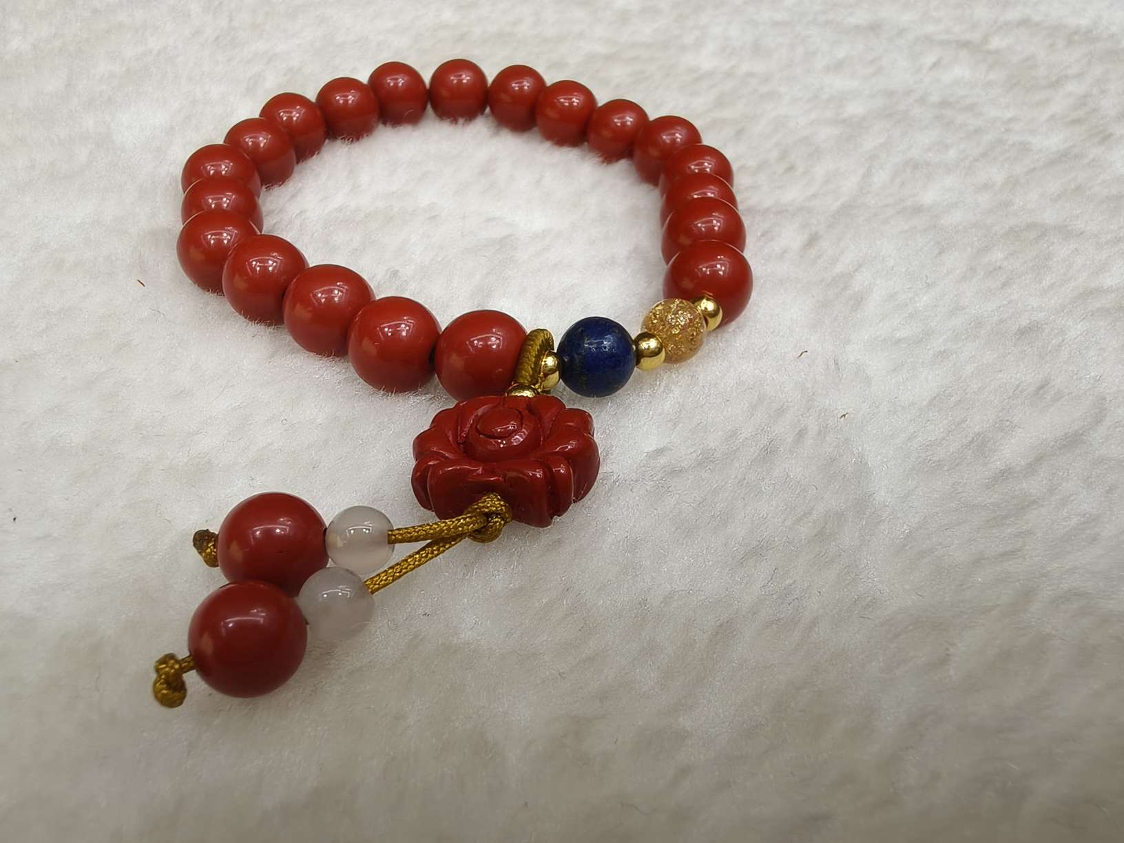 New Chinese-style cinnabar bracelet flower pendant, retro and simple purple gold sand bracelet, niche accessory for women